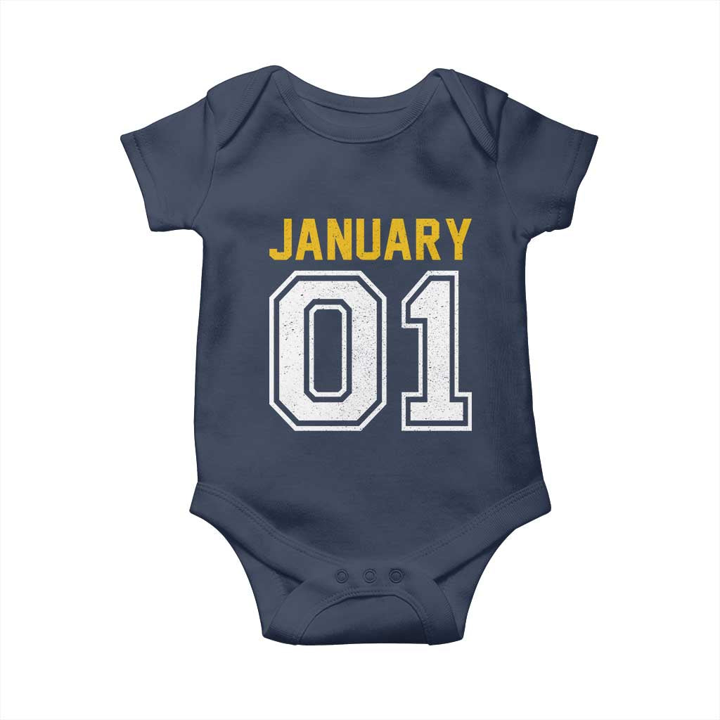 Funny January 01 New Years Eve Party Baby Onesie TS11 Navy Print Your Wear