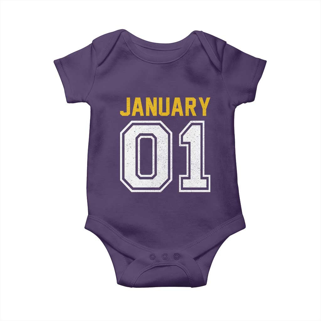 Funny January 01 New Years Eve Party Baby Onesie TS11 Purple Print Your Wear