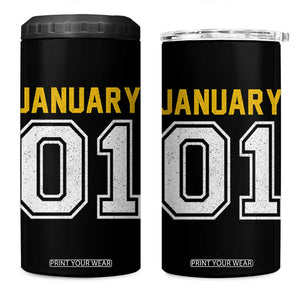 Funny January 01 New Years Eve Party 4 in 1 Can Cooler Tumbler TS11 One Size: 16 oz Black Print Your Wear