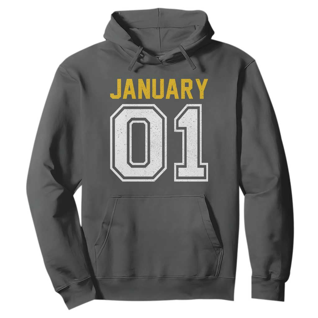 Funny January 01 New Years Eve Party Hoodie TS11 Dark Heather Print Your Wear