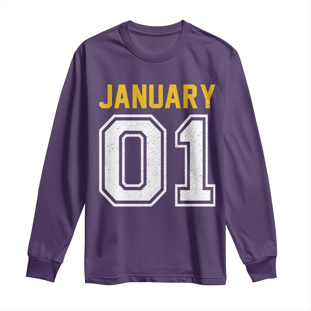 Funny January 01 New Years Eve Party Long Sleeve Shirt TS11 Purple Print Your Wear