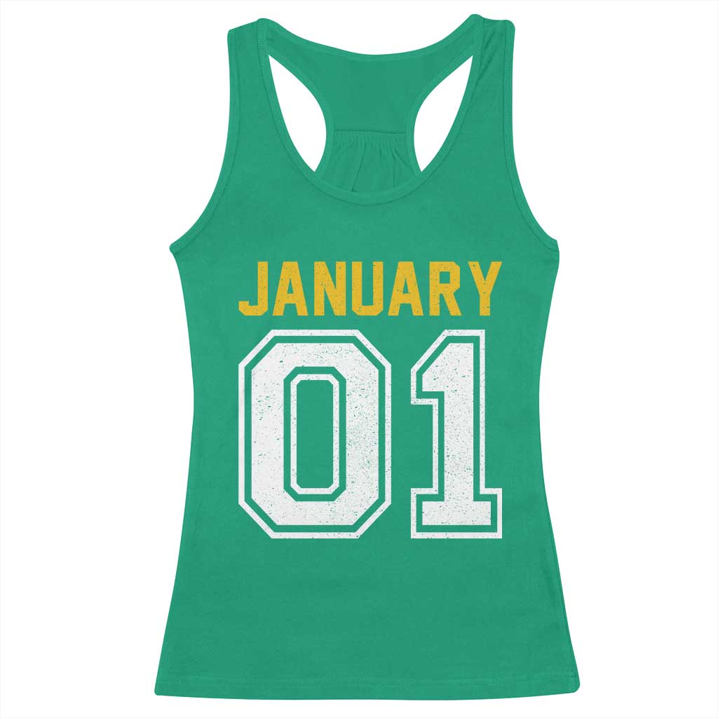 Funny January 01 New Years Eve Party Racerback Tank Top TS11 Irish Green Print Your Wear