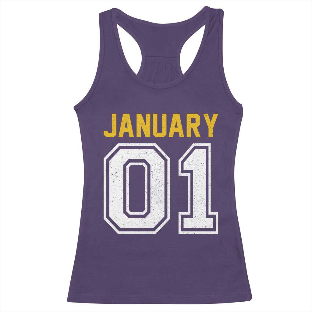 Funny January 01 New Years Eve Party Racerback Tank Top TS11 Purple Print Your Wear