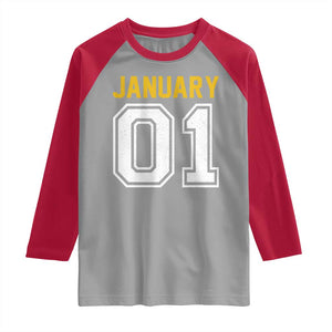 Funny January 01 New Years Eve Party Raglan Shirt TS11 Sport Gray Red Print Your Wear
