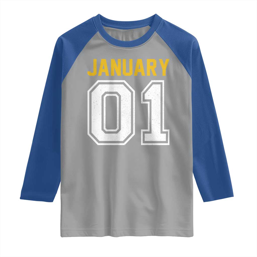 Funny January 01 New Years Eve Party Raglan Shirt TS11 Sport Gray Royal Print Your Wear