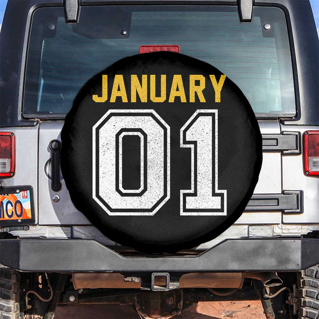 Funny January 01 New Years Eve Party Spare Tire Cover TS11 No hole Black Print Your Wear