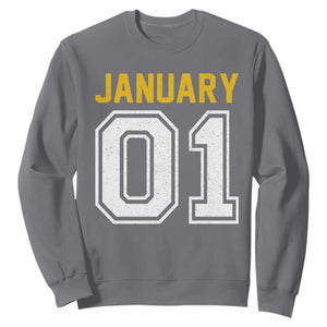 Funny January 01 New Years Eve Party Sweatshirt TS11 Charcoal Print Your Wear
