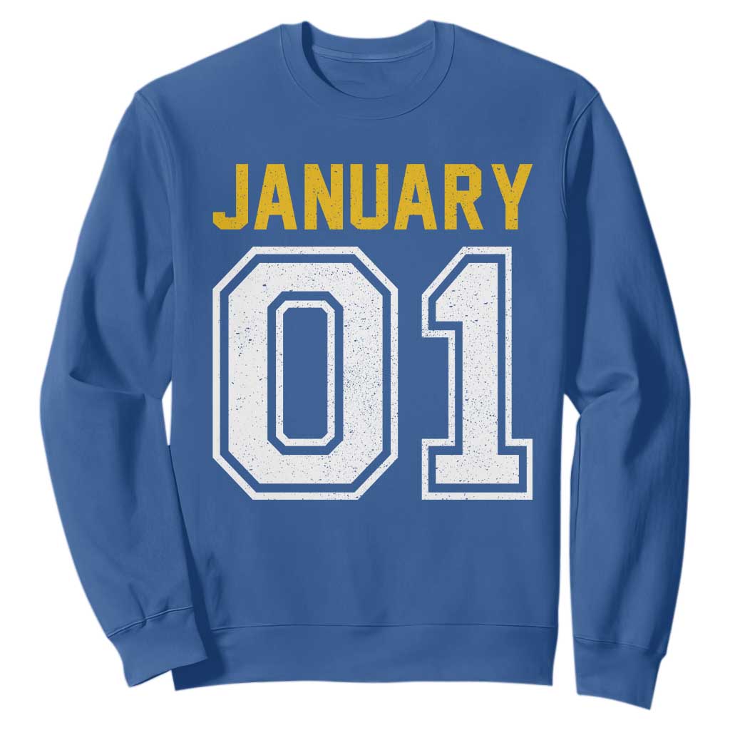 Funny January 01 New Years Eve Party Sweatshirt TS11 Royal Blue Print Your Wear