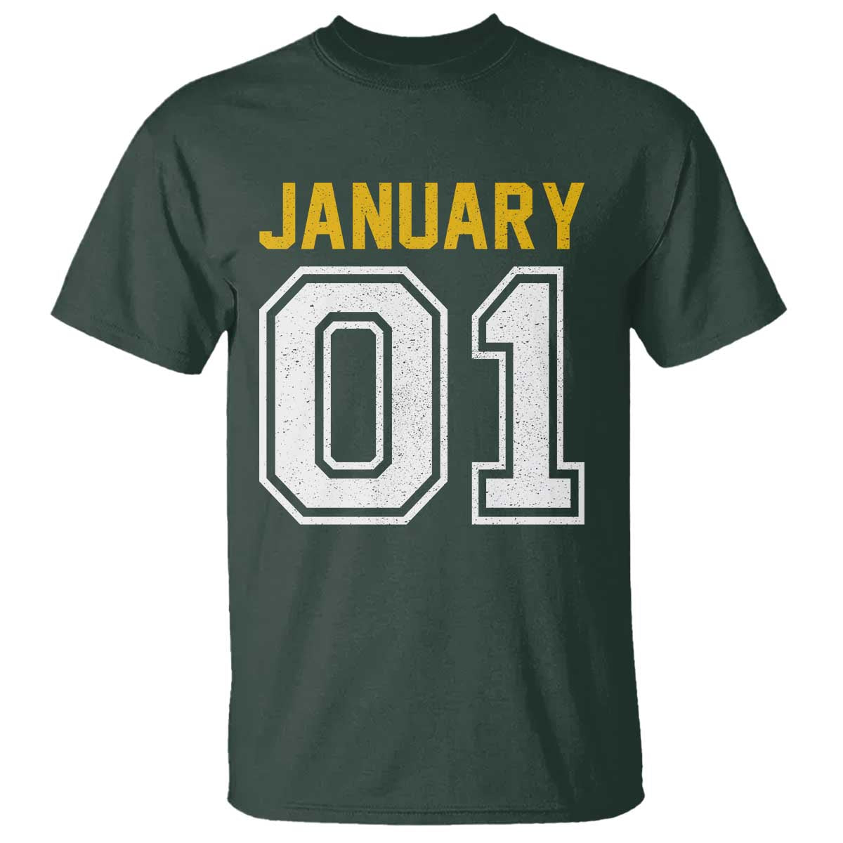 Funny January 01 New Years Eve Party T Shirt TS11 Dark Forest Green Print Your Wear