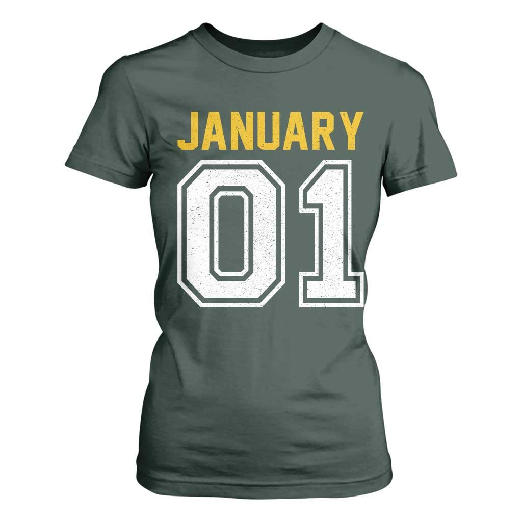 Funny January 01 New Years Eve Party T Shirt For Women TS11 Dark Forest Green Print Your Wear