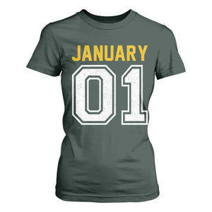 Funny January 01 New Years Eve Party T Shirt For Women TS11 Dark Forest Green Print Your Wear