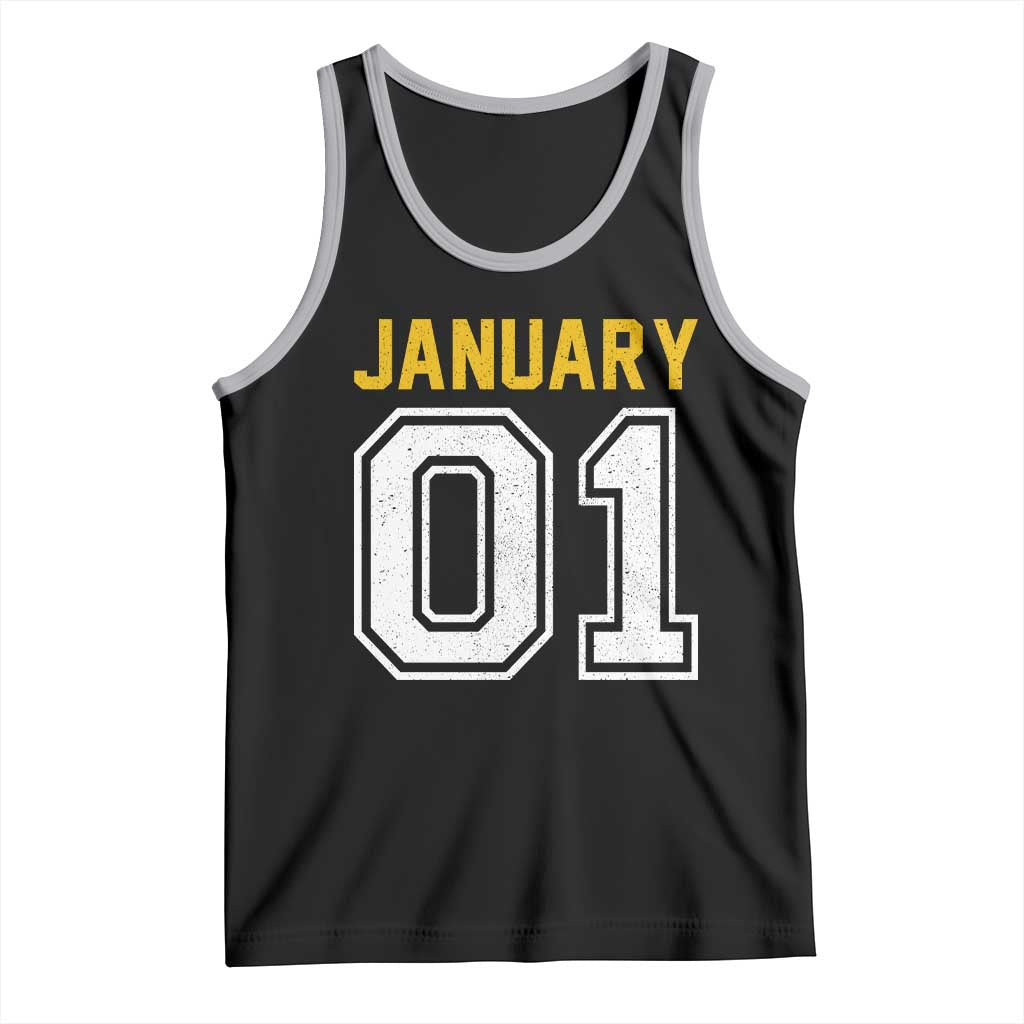 Funny January 01 New Years Eve Party Tank Top TS11 Black Athletic Heather Print Your Wear