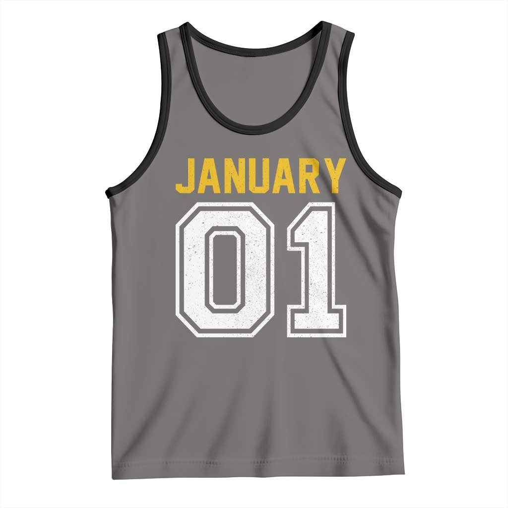 Funny January 01 New Years Eve Party Tank Top TS11 Deep Heather Black Print Your Wear