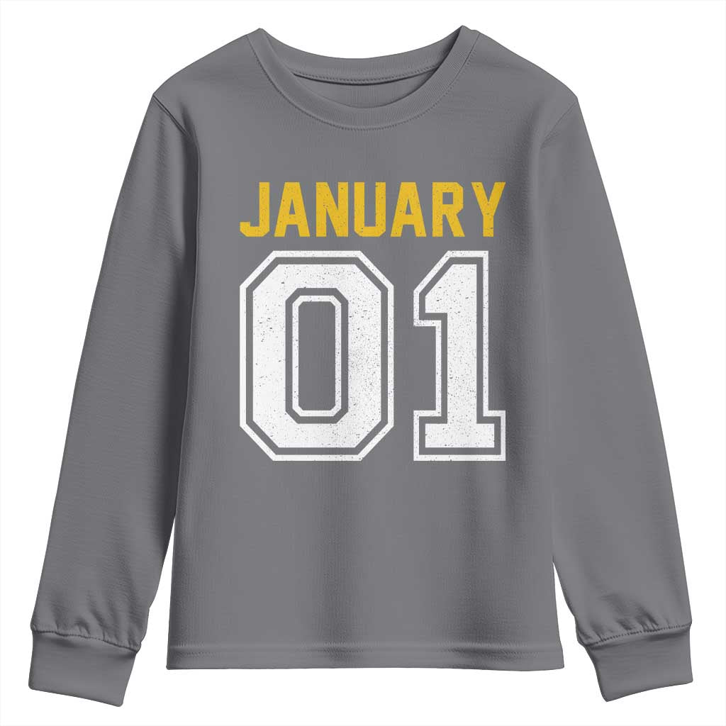 Funny January 01 New Years Eve Party Youth Sweatshirt TS11 Charcoal Print Your Wear