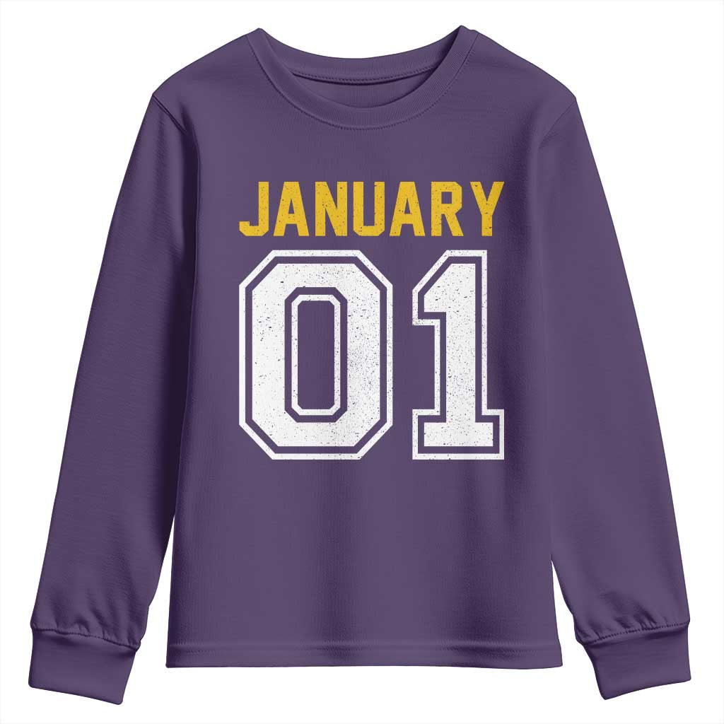 Funny January 01 New Years Eve Party Youth Sweatshirt TS11 Purple Print Your Wear