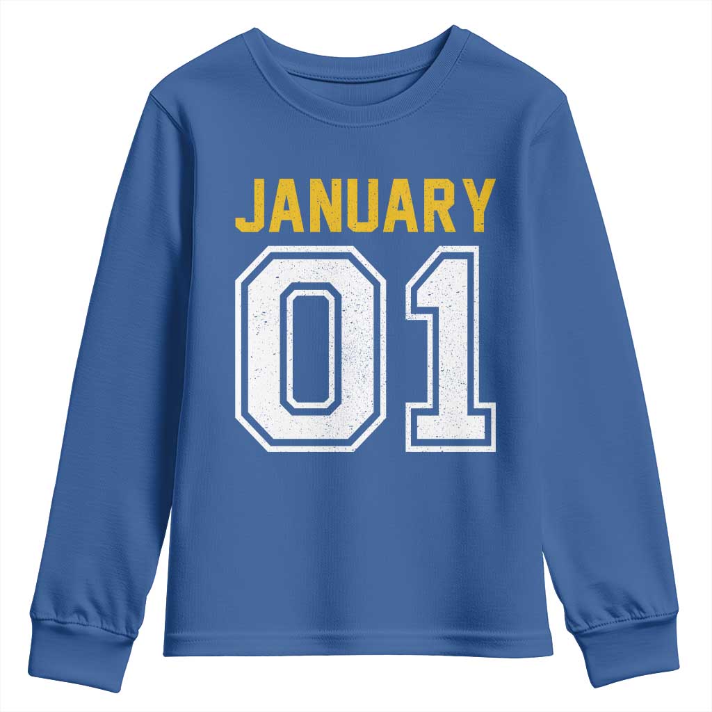 Funny January 01 New Years Eve Party Youth Sweatshirt TS11 Royal Blue Print Your Wear