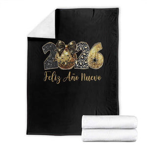 Spanish New Year 2026 Throw Blanket Feliz Ano Nuevo NYE Party Disco Ball TS11 Black Print Your Wear