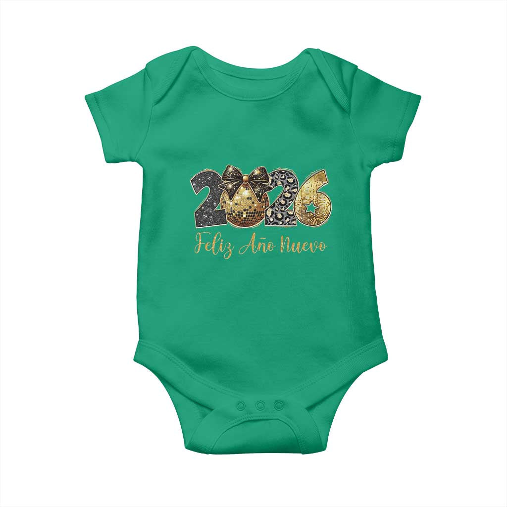 Spanish New Year 2026 Baby Onesie Feliz Ano Nuevo NYE Party Disco Ball TS11 Irish Green Print Your Wear