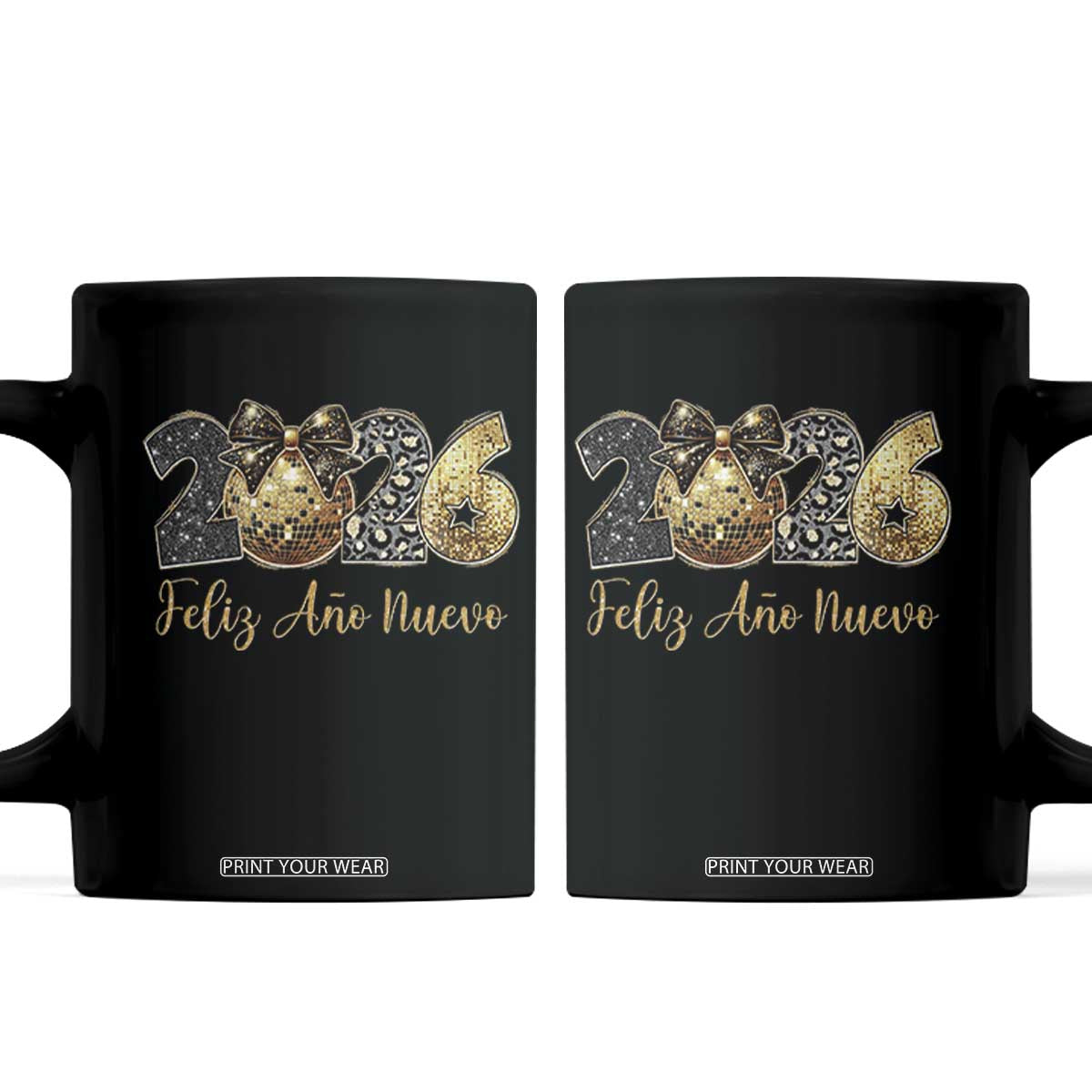 Spanish New Year 2026 Coffee Mug Feliz Ano Nuevo NYE Party Disco Ball TS11 Black Print Your Wear