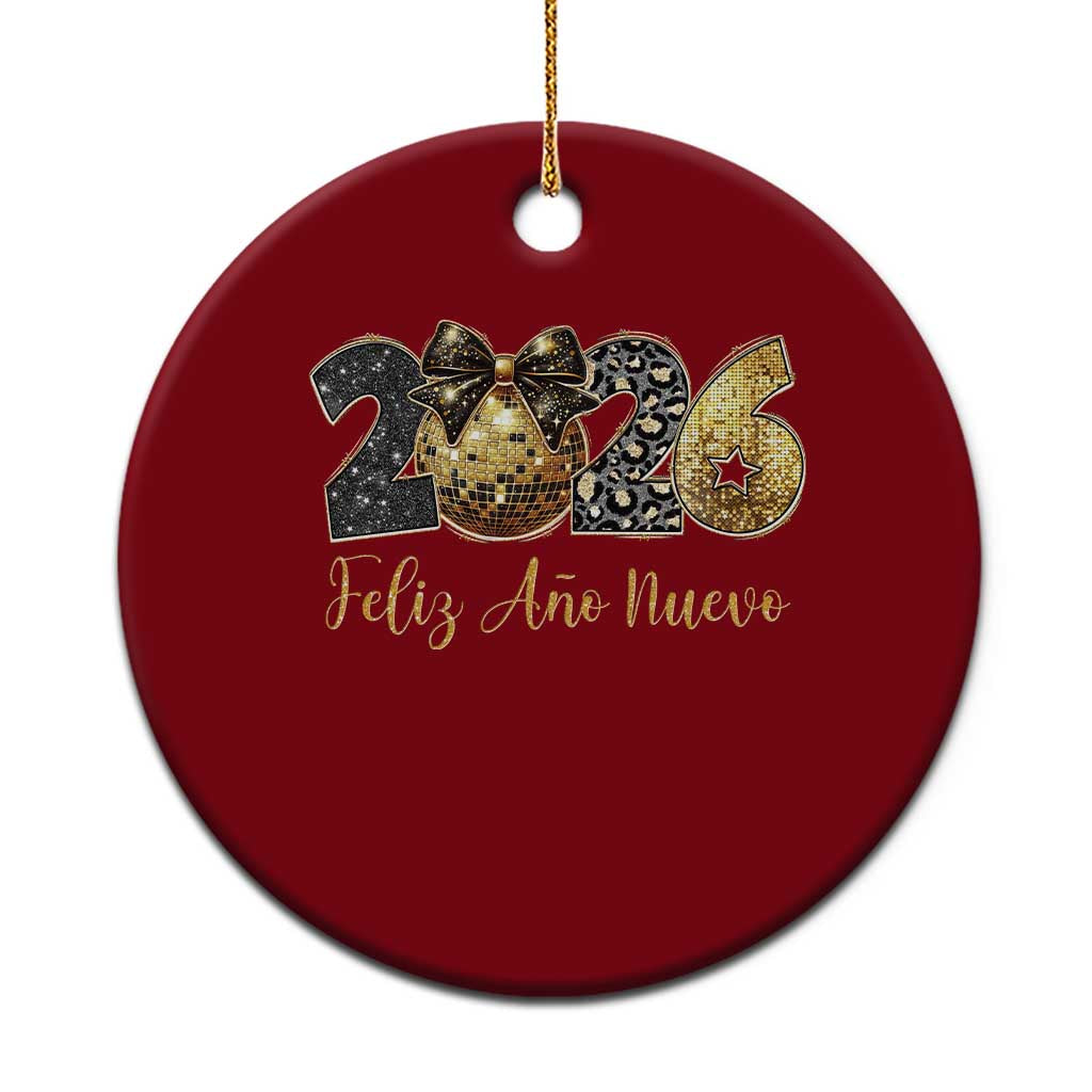 Spanish New Year 2026 Ceramic Ornament Feliz Ano Nuevo NYE Party Disco Ball TS11 1pc Red Print Your Wear