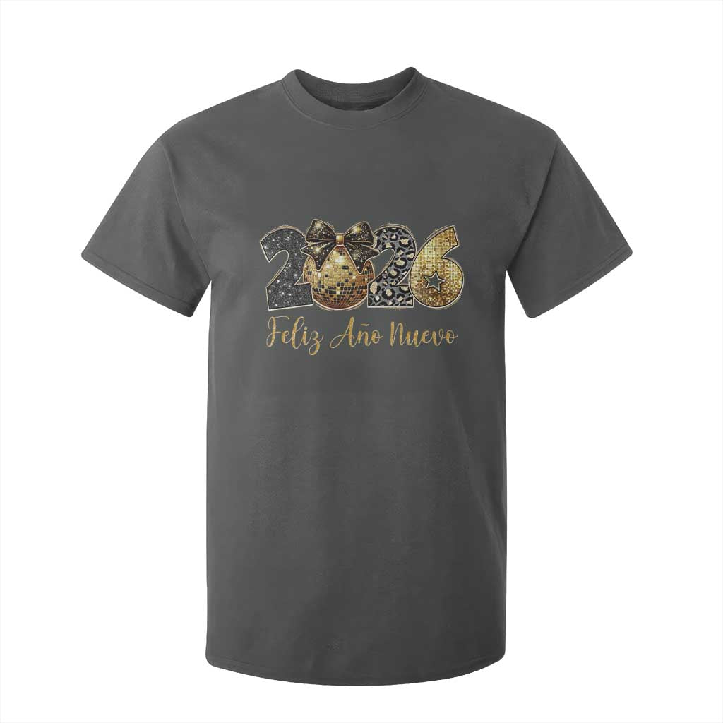 Spanish New Year 2026 T Shirt For Kid Feliz Ano Nuevo NYE Party Disco Ball TS11 Dark Heather Print Your Wear