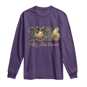 Spanish New Year 2026 Long Sleeve Shirt Feliz Ano Nuevo NYE Party Disco Ball TS11 Purple Print Your Wear