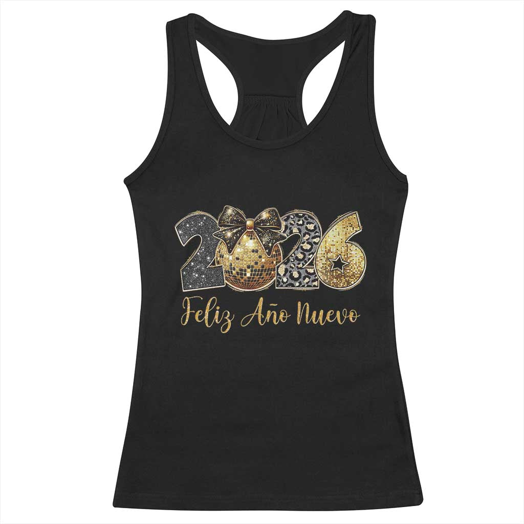 Spanish New Year 2026 Racerback Tank Top Feliz Ano Nuevo NYE Party Disco Ball TS11 Black Print Your Wear