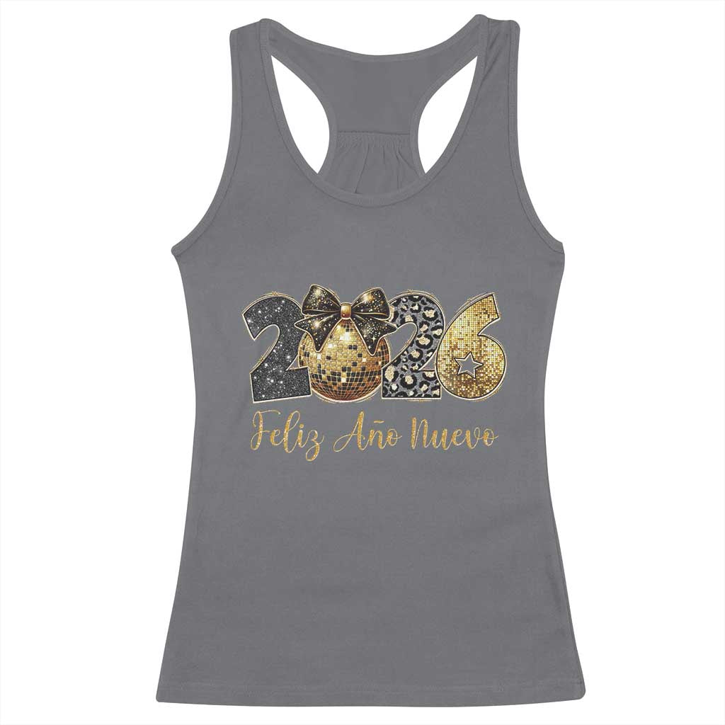 Spanish New Year 2026 Racerback Tank Top Feliz Ano Nuevo NYE Party Disco Ball TS11 Charcoal Print Your Wear