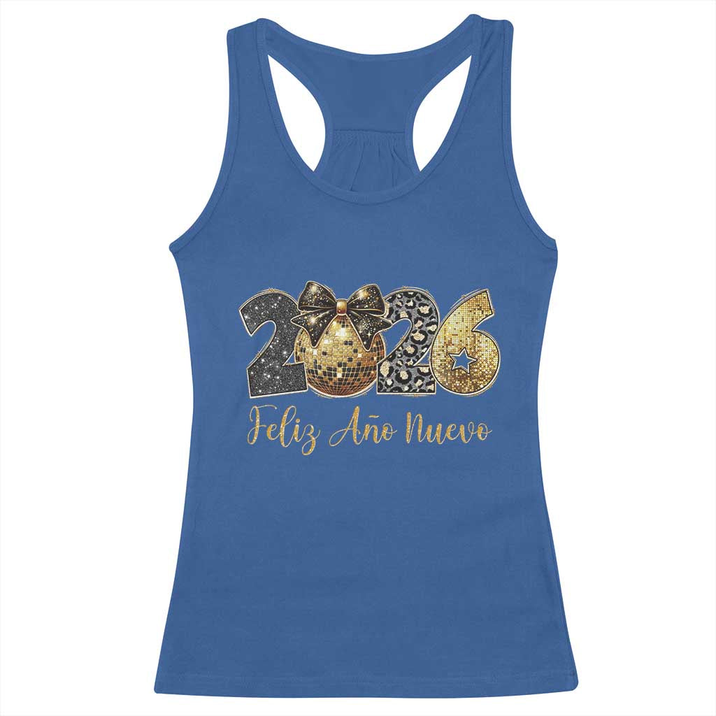 Spanish New Year 2026 Racerback Tank Top Feliz Ano Nuevo NYE Party Disco Ball TS11 Royal Blue Print Your Wear