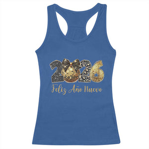 Spanish New Year 2026 Racerback Tank Top Feliz Ano Nuevo NYE Party Disco Ball TS11 Royal Blue Print Your Wear