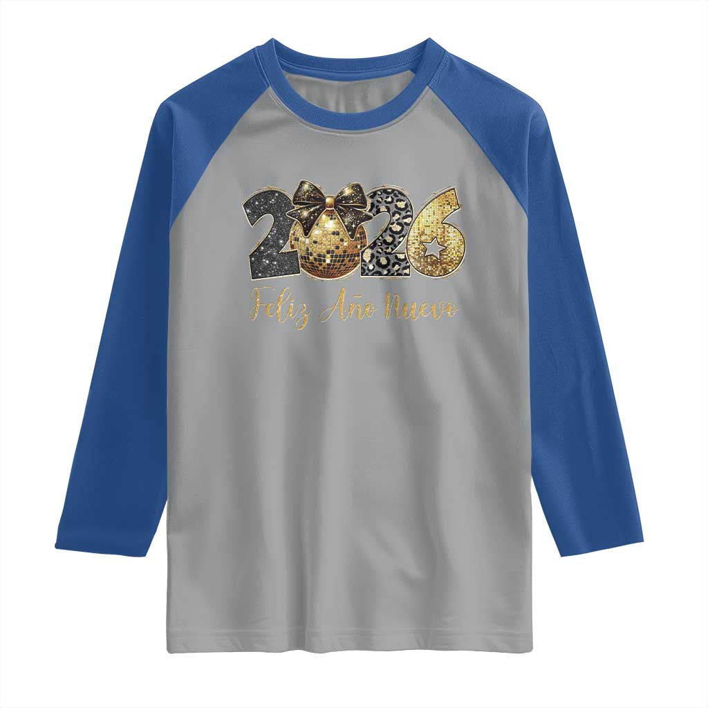 Spanish New Year 2026 Raglan Shirt Feliz Ano Nuevo NYE Party Disco Ball TS11 Sport Gray Royal Print Your Wear