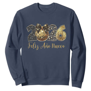 Spanish New Year 2026 Sweatshirt Feliz Ano Nuevo NYE Party Disco Ball TS11 Navy Print Your Wear