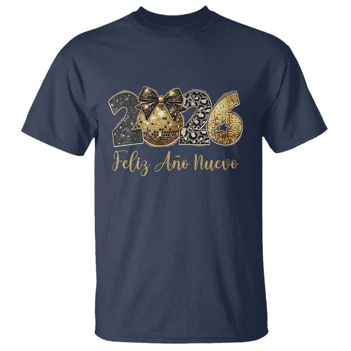 Spanish New Year 2026 T Shirt Feliz Ano Nuevo NYE Party Disco Ball TS11 Navy Print Your Wear