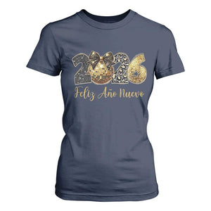 Spanish New Year 2026 T Shirt For Women Feliz Ano Nuevo NYE Party Disco Ball TS11 Navy Print Your Wear