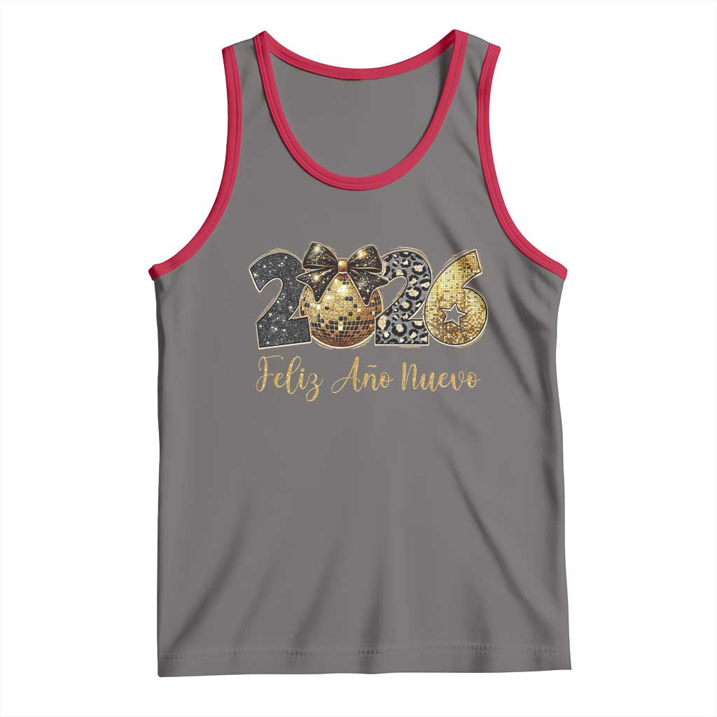 Spanish New Year 2026 Tank Top Feliz Ano Nuevo NYE Party Disco Ball TS11 Deep Heather Red Print Your Wear