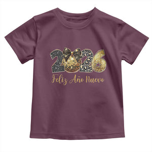 Spanish New Year 2026 Toddler T Shirt Feliz Ano Nuevo NYE Party Disco Ball TS11 Maroon Print Your Wear