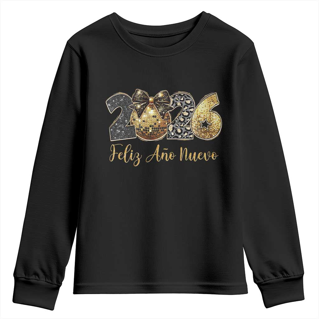 Spanish New Year 2026 Youth Sweatshirt Feliz Ano Nuevo NYE Party Disco Ball TS11 Black Print Your Wear