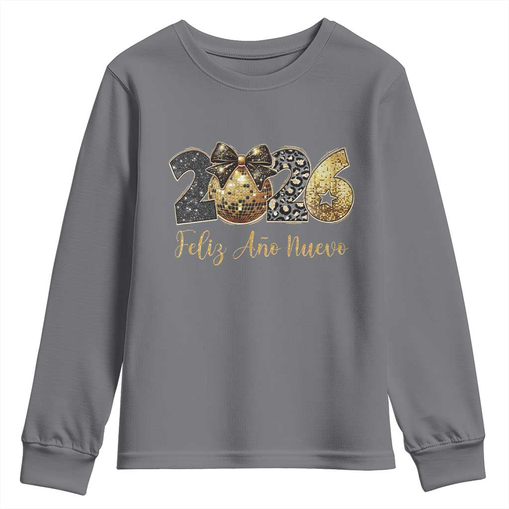 Spanish New Year 2026 Youth Sweatshirt Feliz Ano Nuevo NYE Party Disco Ball TS11 Charcoal Print Your Wear