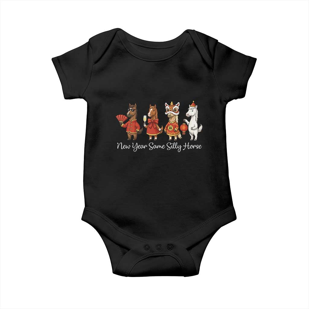 Funny Chinese New Year 2026 Baby Onesie New Year Same Silly Horse TS11 Black Print Your Wear