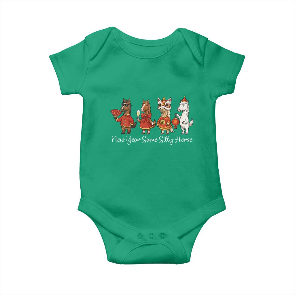 Funny Chinese New Year 2026 Baby Onesie New Year Same Silly Horse TS11 Irish Green Print Your Wear