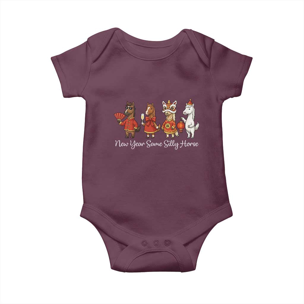 Funny Chinese New Year 2026 Baby Onesie New Year Same Silly Horse TS11 Maroon Print Your Wear