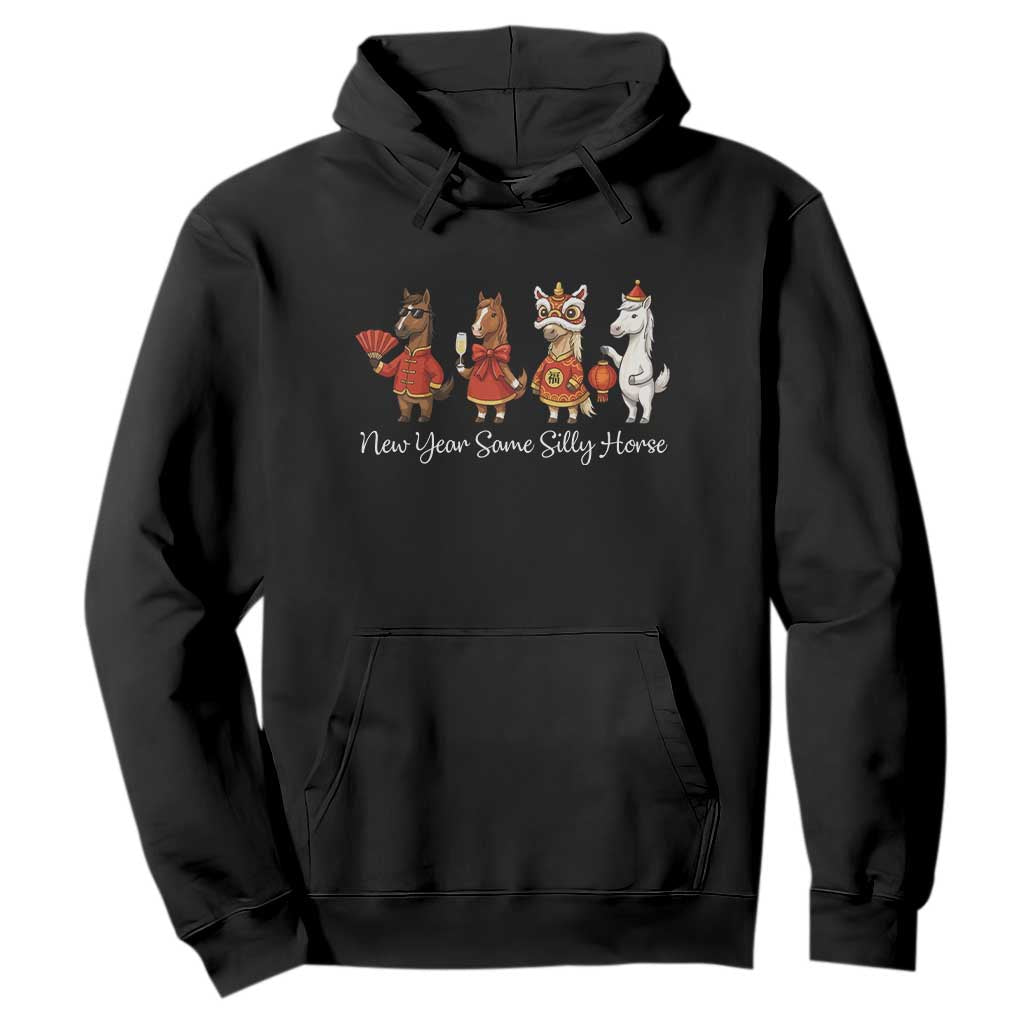 Funny Chinese New Year 2026 Hoodie New Year Same Silly Horse TS11 Black Print Your Wear