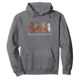 Funny Chinese New Year 2026 Hoodie New Year Same Silly Horse TS11 Charcoal Print Your Wear