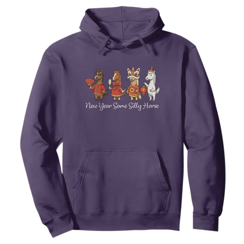 Funny Chinese New Year 2026 Hoodie New Year Same Silly Horse TS11 Purple Print Your Wear