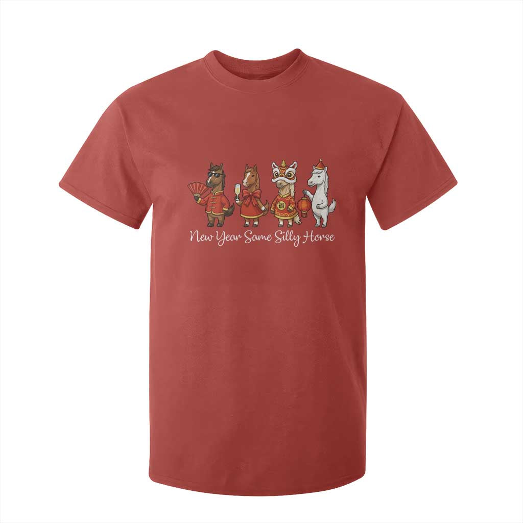 Funny Chinese New Year 2026 T Shirt For Kid New Year Same Silly Horse TS11 Red Print Your Wear