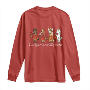 Funny Chinese New Year 2026 Long Sleeve Shirt New Year Same Silly Horse TS11 Red Print Your Wear