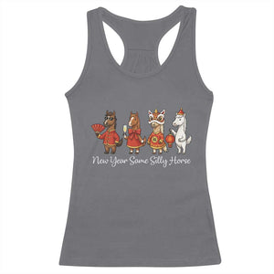 Funny Chinese New Year 2026 Racerback Tank Top New Year Same Silly Horse TS11 Charcoal Print Your Wear