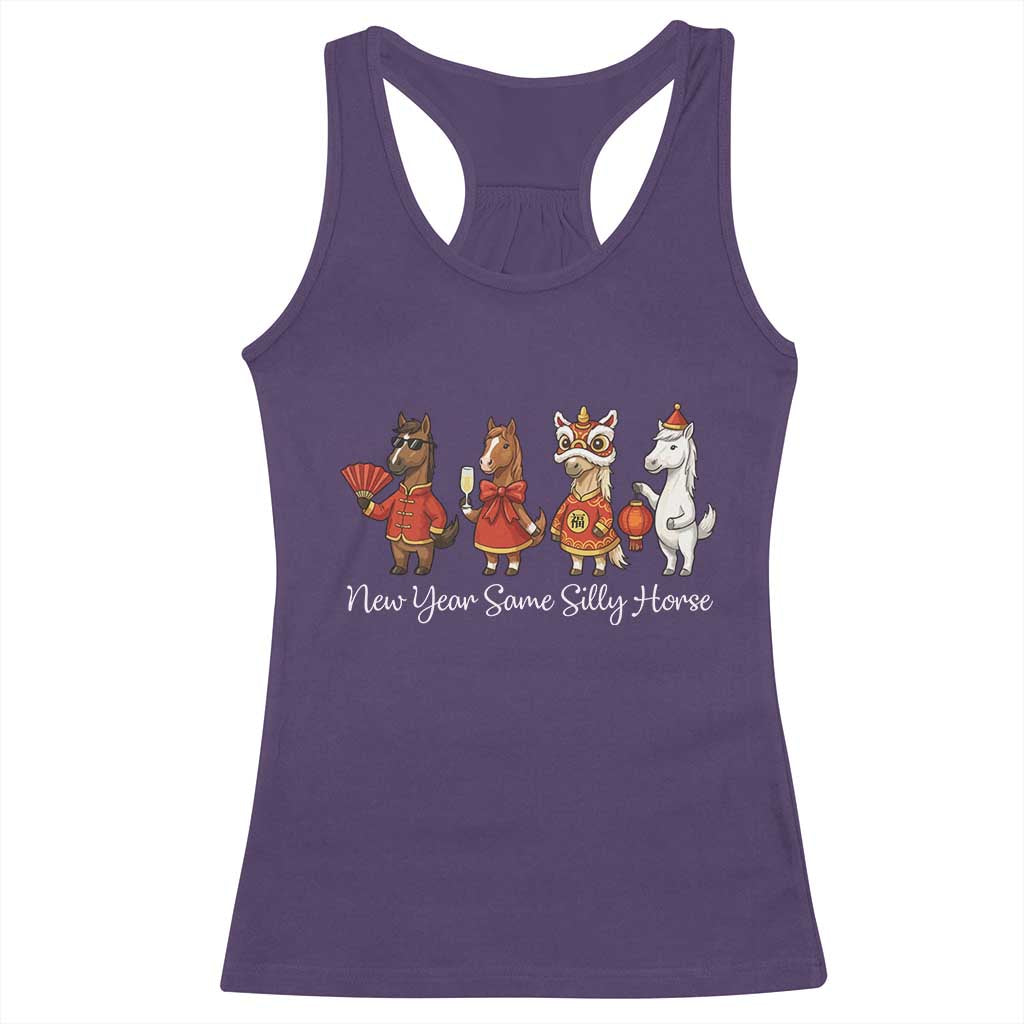 Funny Chinese New Year 2026 Racerback Tank Top New Year Same Silly Horse TS11 Purple Print Your Wear