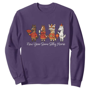 Funny Chinese New Year 2026 Sweatshirt New Year Same Silly Horse TS11 Purple Print Your Wear