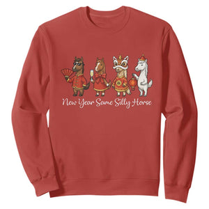 Funny Chinese New Year 2026 Sweatshirt New Year Same Silly Horse TS11 Red Print Your Wear